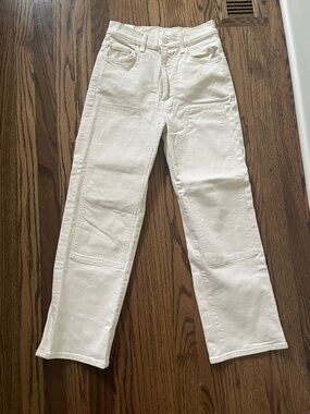 MOTHER Women's Boot Cut Jeans in Off-White